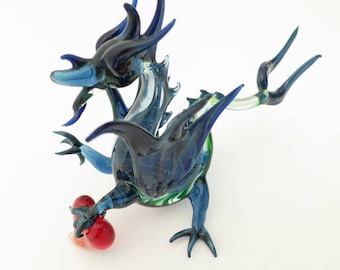 Glass Dragon with a Heart Figurine