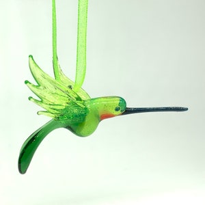 Glass Hummingbird Figurine /handmade/bird/ hanging figurine/ christmas ornament