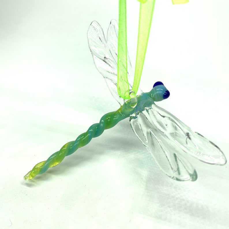 Glass Dragonfly Ornament Hand Made Glass Animal Christmas Etsy