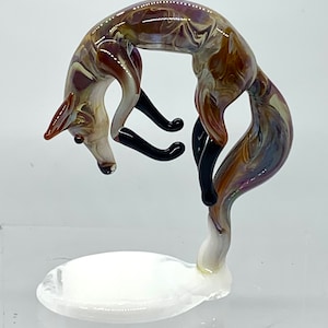 Glass Hunting Fox Figurine/ Leaping Fox/ handmade/ glass/ borosilicate glass