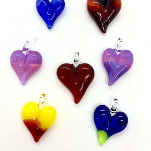 Glass blown Heart Necklace, love Pendant,birthday,anniversary gift