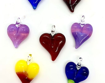 Glass blown Heart Necklace, love Pendant,birthday,anniversary gift