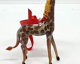 Glass Giraffe Ornament/ Decorative Figurine/ Hanging Ornament/ Christmas Holiday Ornament