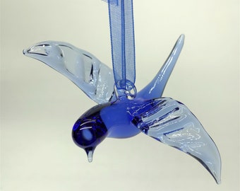 Glas Blauer Vogel