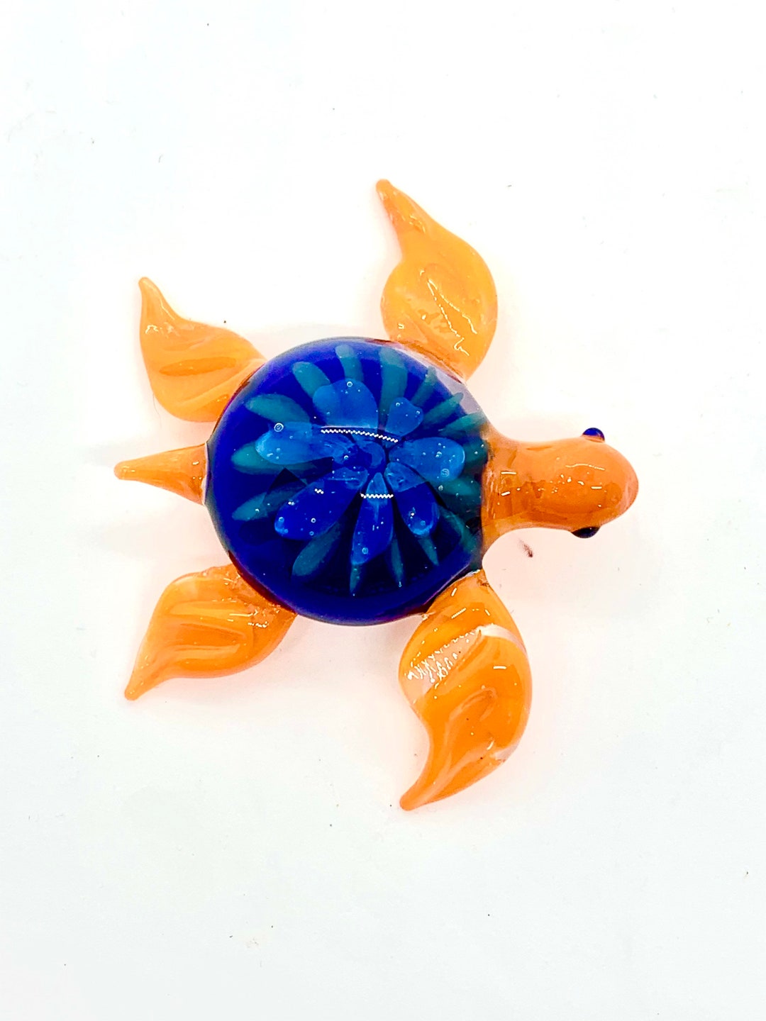 Glass Turtle Necklace/glass Pendant Turtle Figurine Etsy