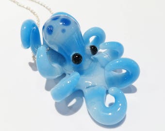 Glass Octopus Necklace, Octopus Figurine