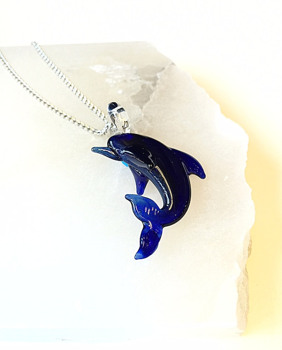 Glass dolphin necklace deals
