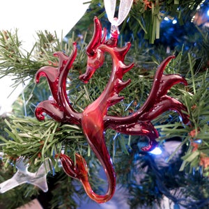 Glass Dragon Christmas Tree Ornament, Dragon Figurine