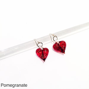 Valentine&#39;s Day - Glass Heart Earrings,Handmade Glass Pendant
