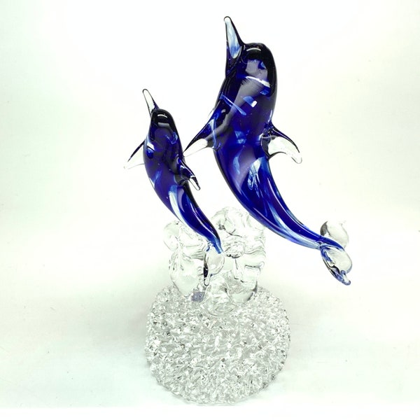 Figurine dauphins en verre / Double dauphin / sculpture