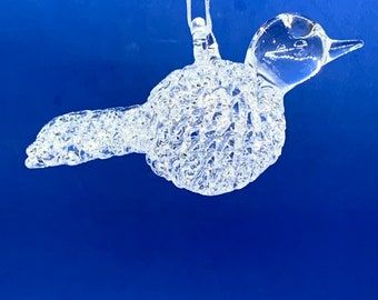 Spun glass hanging bird