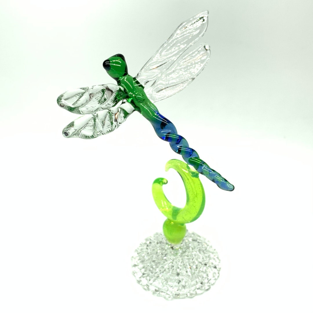 Glass Dragonfly Figurine, Hand Made Glass Animal Etsy