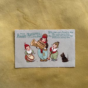 Postal navideña ilustrada alemana de estilo eduardiano vintage