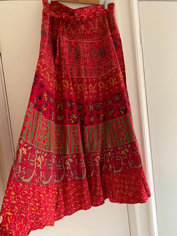 Blue - Hand Block Batik Print Cotton Wrap Around Skirt 17