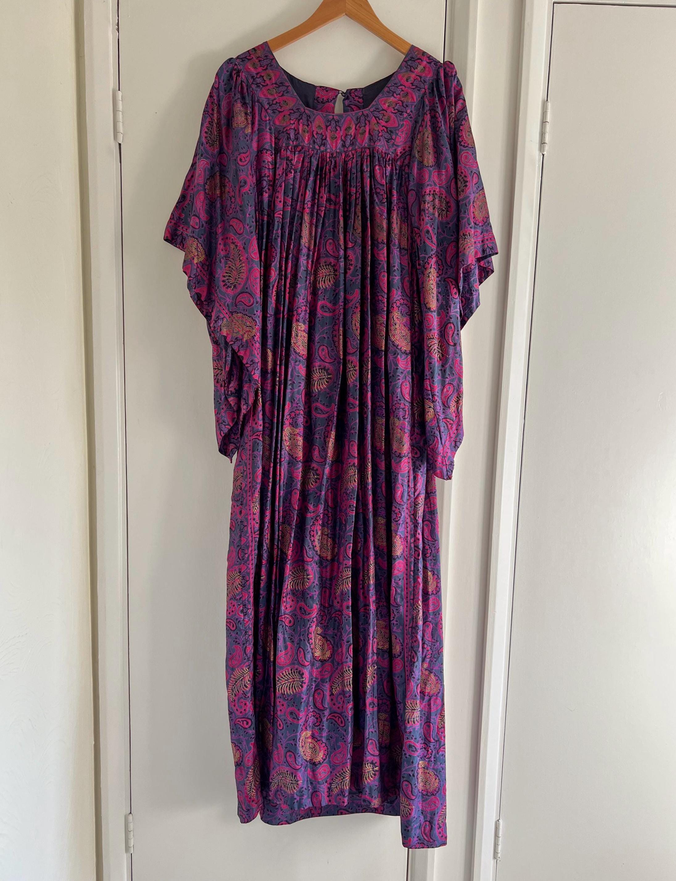 Vintage 1970s Stevie Nicks Style Purple Paisley Smock Dress - Etsy