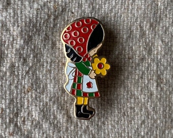 Vintage 1970s Girl Flower Brooch