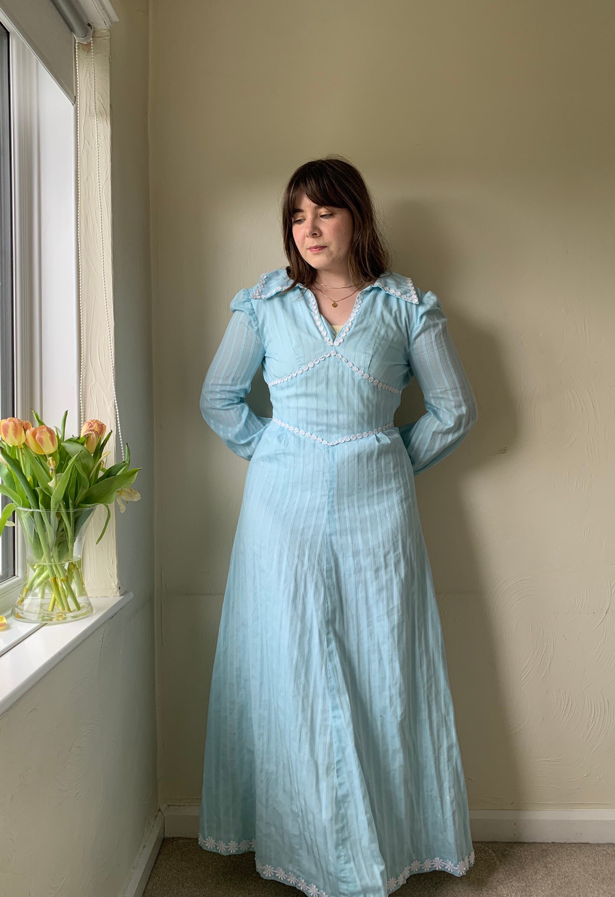Vintage 1970s Blue Handmade Prairie Dress - Etsy
