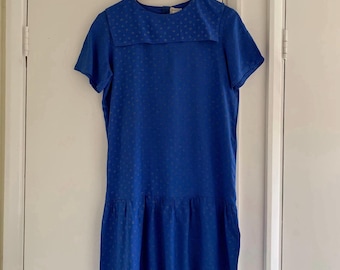 Vintage 1980s Deep Blue Shift Dress