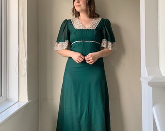 Vintage 1970s Green Maxi Dress