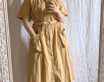 Vintage 1980s Lucie Linden Mustard Dress