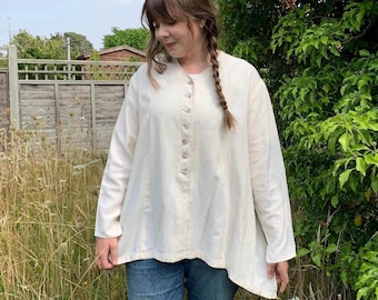 Vintage 1990s Beige Linen Shirt Jacket
