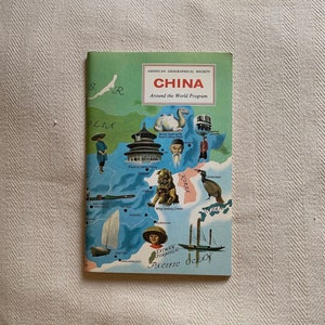 Vintage 1960er Jahre Reisebuch Rund um die Welt Programm - China
