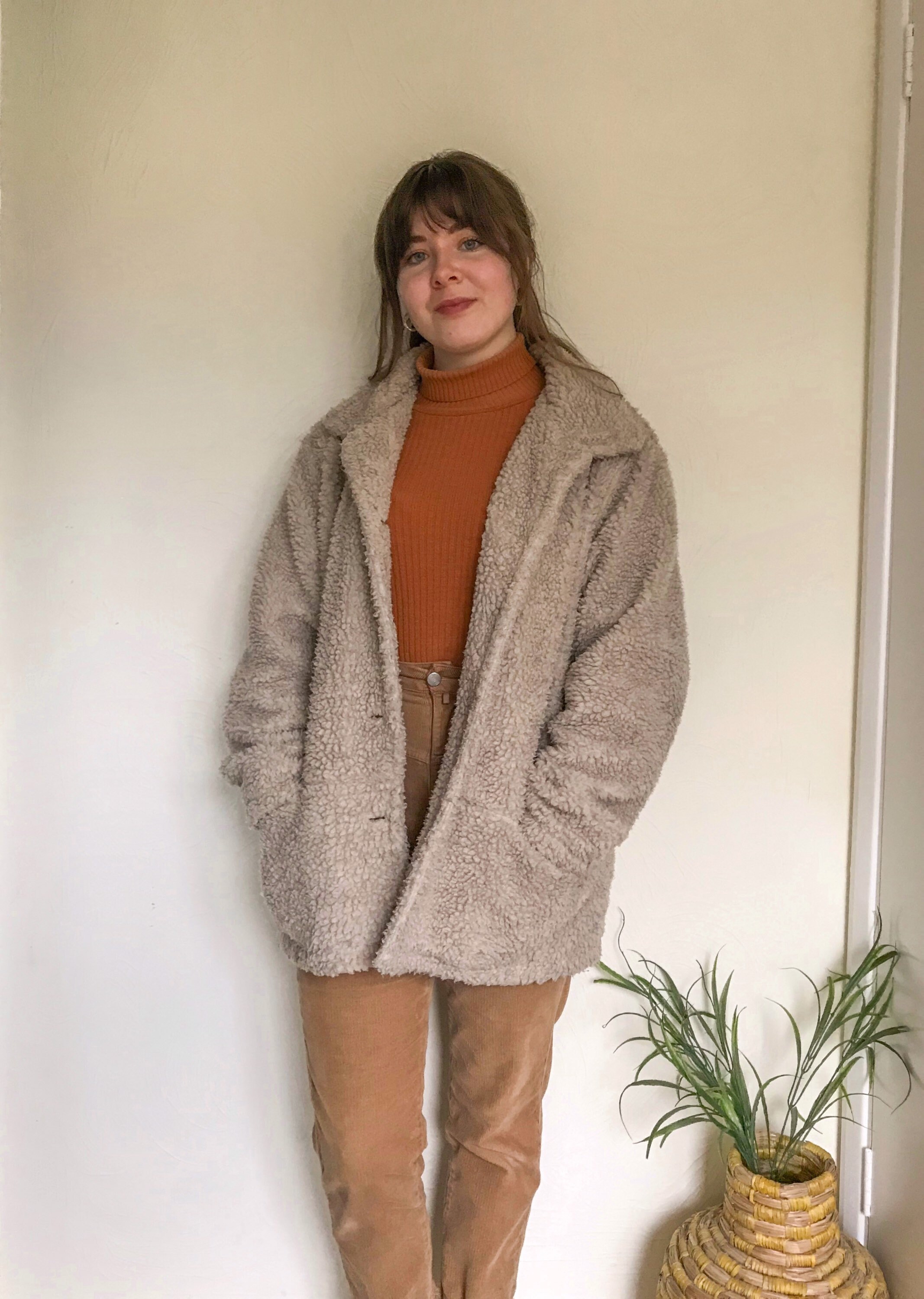 Image of Vintage S Cream/Beige Fleece Jacket Coat