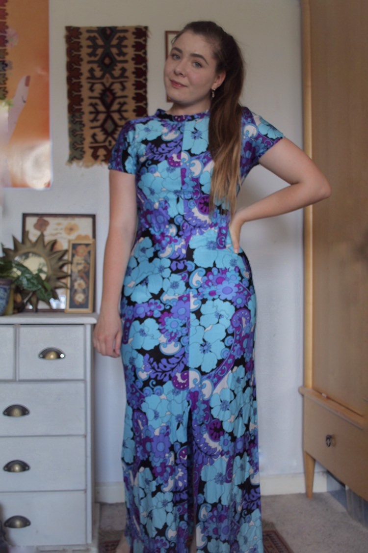 Image of Amazing Vintage S Floral Maxi Dress