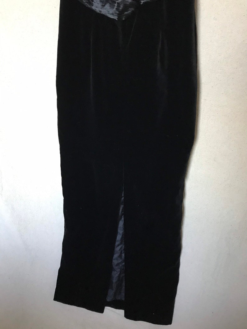 Vintage 1980s Laura Ashley Black Velvet Floor Length Dress