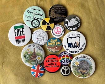 ヴィンテージ蛍光バッジ 10 個セット – 1980 年代 – スマイリーと表情