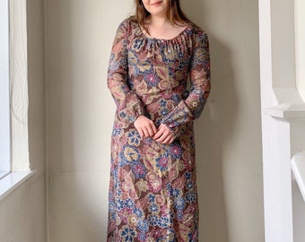 Vintage 1970s Floral Maxi Dress