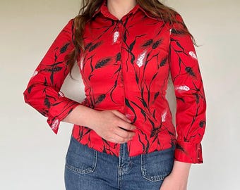 Vintage 1970s Red and Black Patterned Shirt