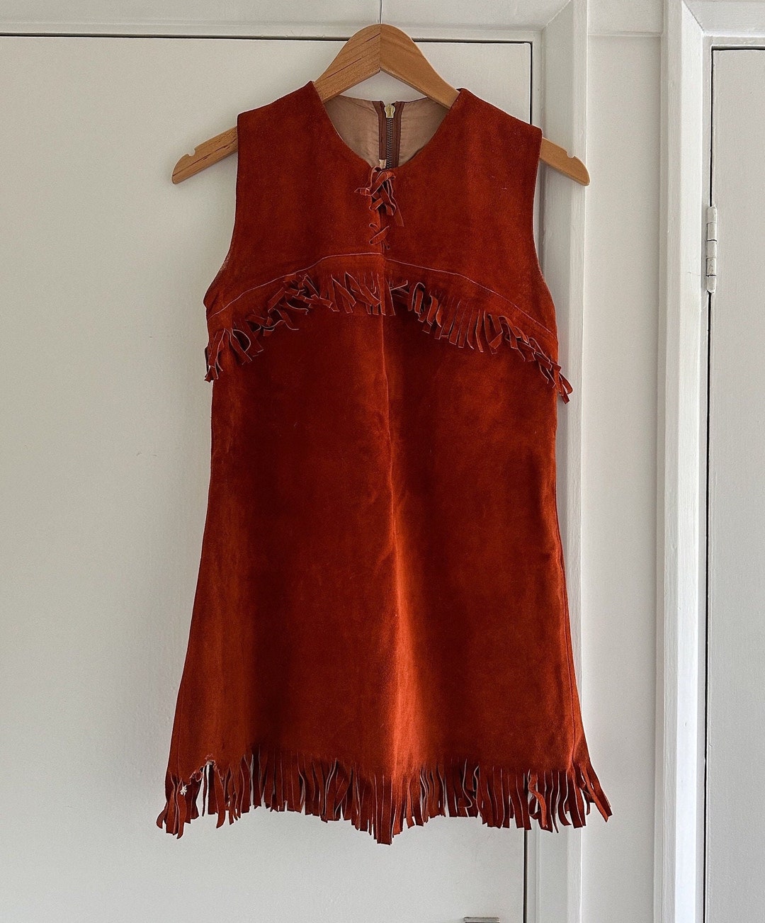 Vintage Suede Sleeveless Dress