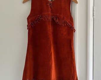 Vintage 1970s Suede Fringe Mini Dress - AS SEEN