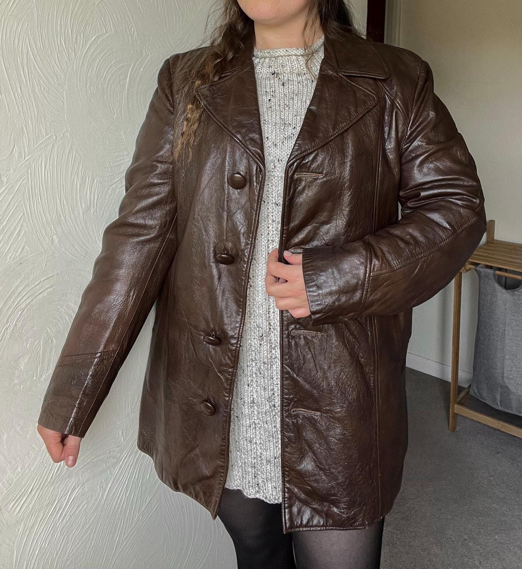 Vintage 1970s Woodward's Brown Fleece Lined Leather Jacket - Etsy UK
