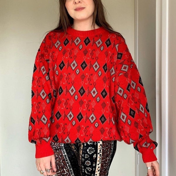 Vintage 1980s Red Chunky Jumper