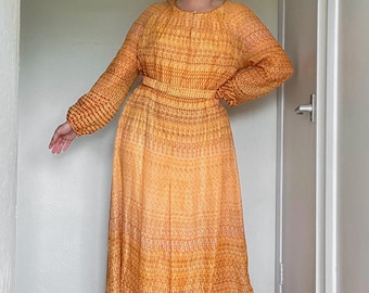 Vintage 1970s Orange Floaty Maxi Dress