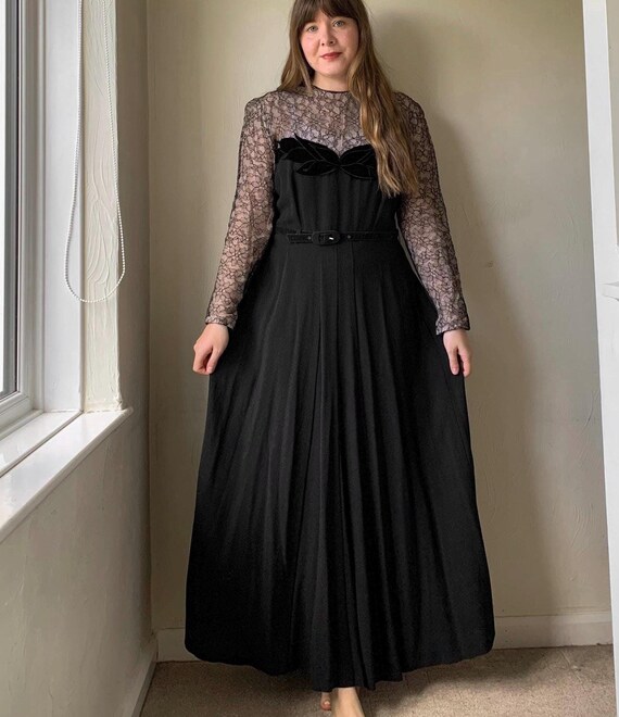 Vintage 1960s Lace Top Maxi Dress
