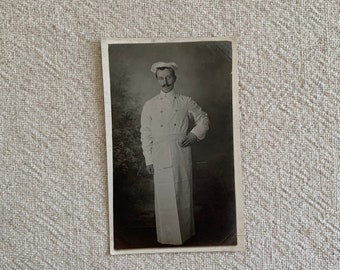 Vintage 1920s Man Chef Photograph Postcard