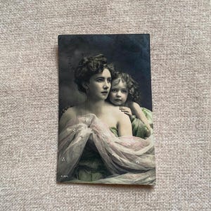 Vintage 1920er Jahre Frau Mädchen farbige Fotografie Postkarte
