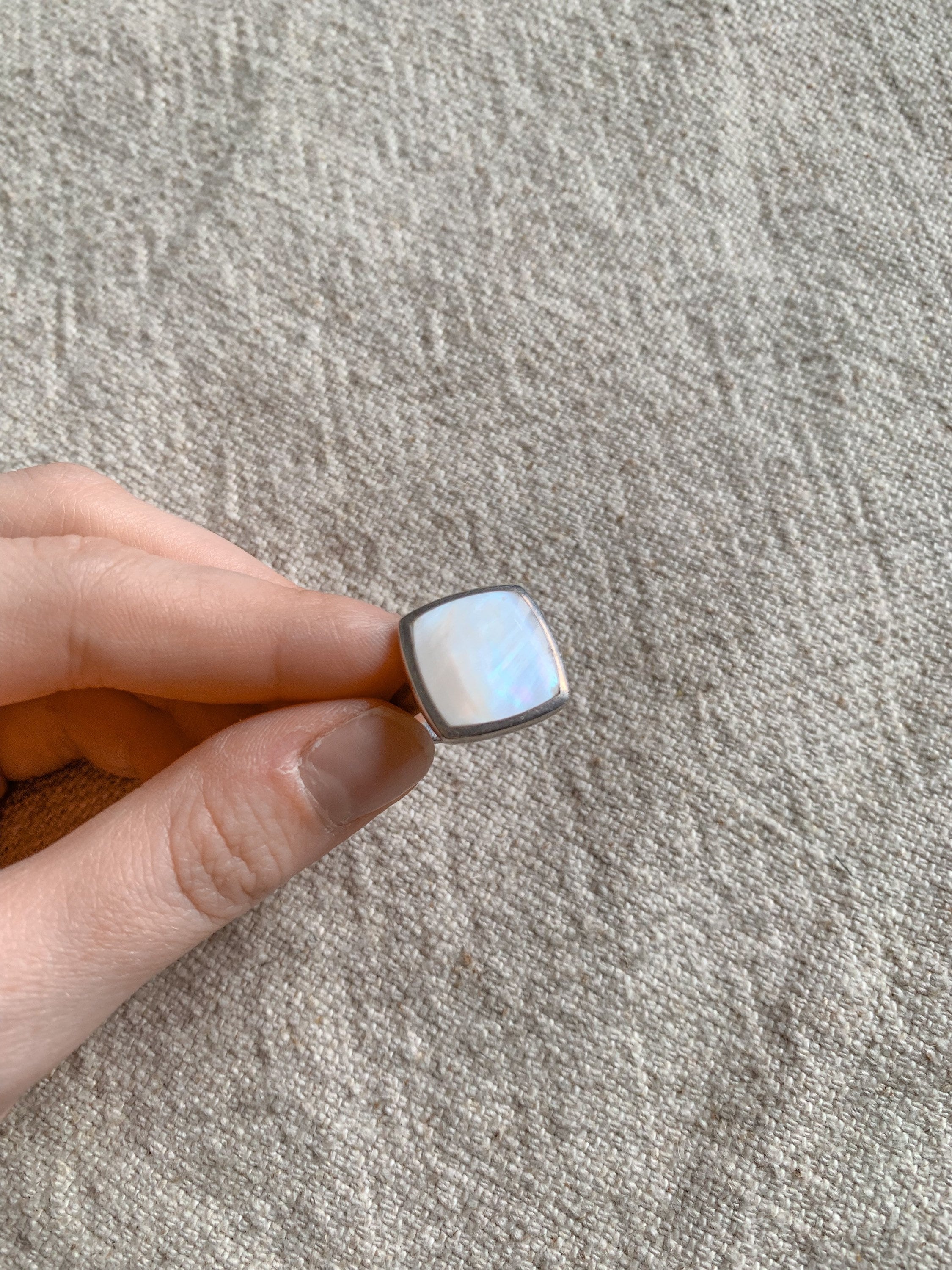 Vintage Silver White Abalone Shell Square Ring - Etsy - アクセサリー