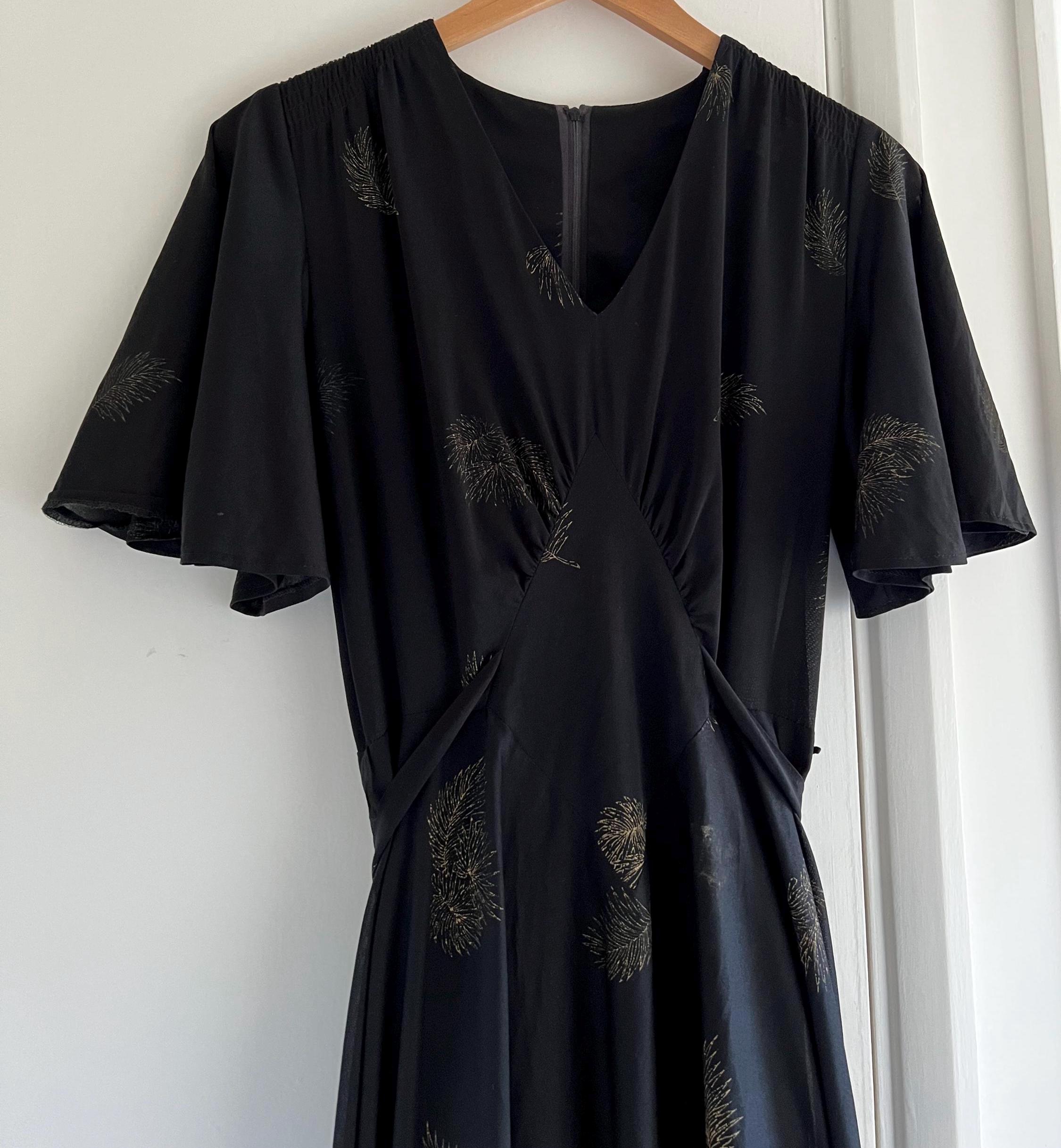 Vintage 1970s Black Angel Sleeve Maxi Dress - Etsy UK