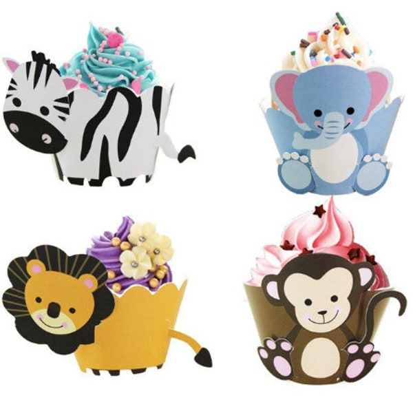 Jungle Safari Animal Cupcake Wrappers - Set of 12