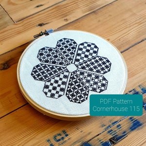 X3 Pattern Designs Blackwork Flower Patterns. Bundle X3 Patterns. Beginners Embroidery ...