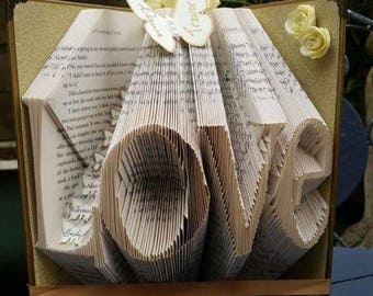 Love Large Book Folding Pattern and Beginners Tutorial. Make your own Valentines Day Gift. DIY Wedding Decor. Handmade Anniversary Gift idea