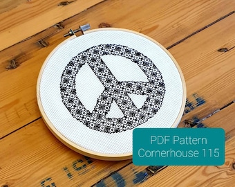 Peace Lydava Backstitch Pattern, DIY Backstitch Chart. Instant PDF Download. Beginners Embroidery Crafty Template. Mindful Crafting Practice