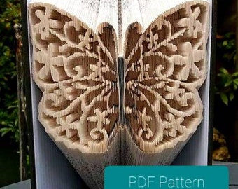 Vlindercombinatieboek vouwpatroon en beginnershandleiding. Vlinder gevouwen boekkunst en stapsgewijze instructies. DIY-cadeau voor haar idee.