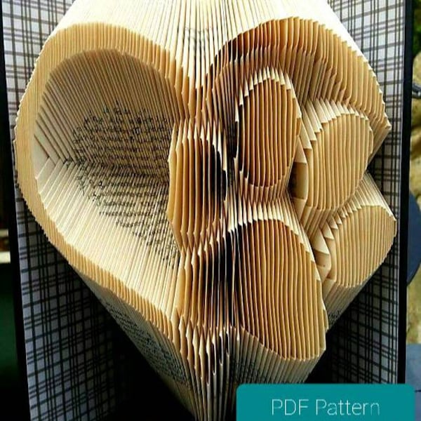 Paw in Heart Book Folding Pattern und Anfänger Tutorial. DIY Geschenkideen für Hunde- und Katzenmenschen. Haustier Folded Book Art mit Schritt für Schritt Anleitung