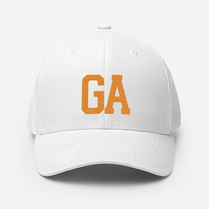 Georgia Hat - Orange bestickte GA-Sstrukturierte Twillmütze