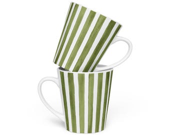 Taza de café con leche de rayas verdes